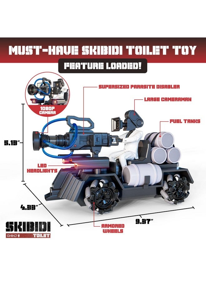 Force1 Force1 Officially Licensed Skibidi Toilet Toy Cameraman Figure PDLT Tank RC Truck - Parasite Disabler Remote Control Car, Rechargeable RC Cars with Camera, LED, WiFi 1080p FPV Video Recording  - Image 4