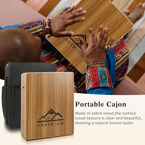EastRock Portable Cajones Beat Box Hand Drum Cajon, Stringed Persussion Instrument Kit with a Carrying Bag, with Guitar Strings - Image 4