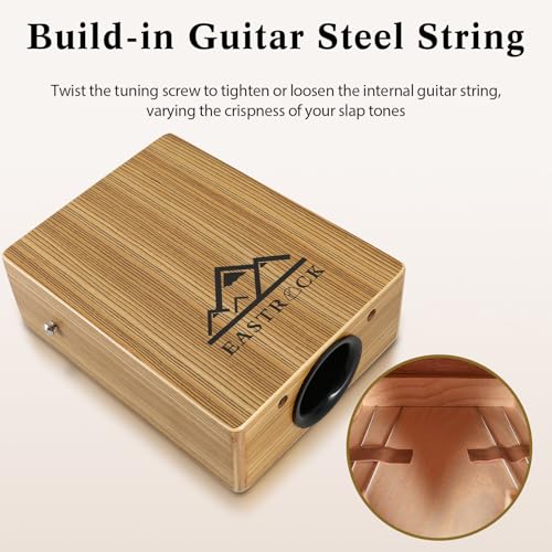 EastRock Portable Cajones Beat Box Hand Drum Cajon, Stringed Persussion Instrument Kit with a Carrying Bag, with Guitar Strings - Image 5