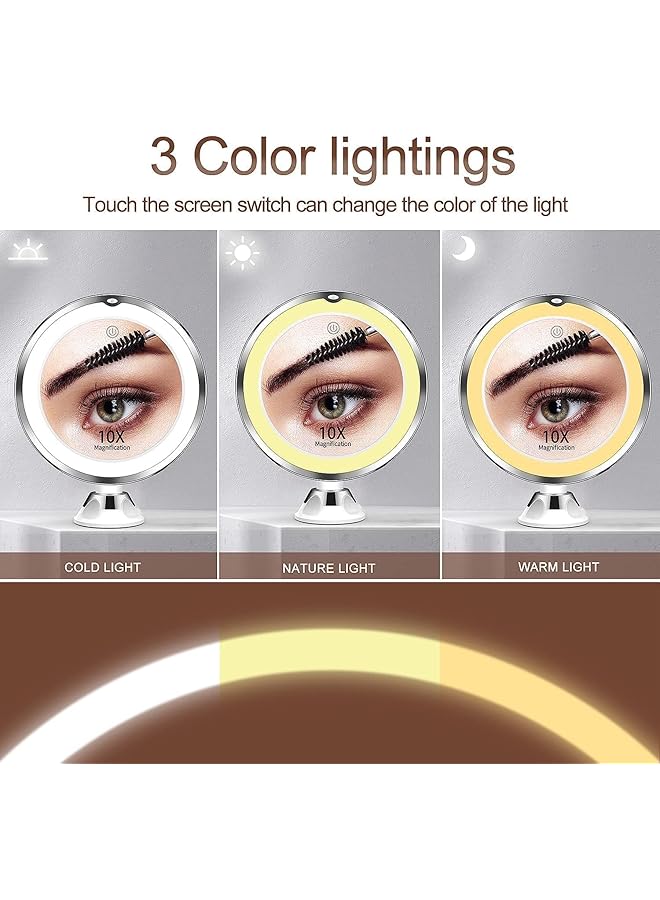 erorex Upgraded 10X Magnifying Lighted Makeup Mirror With Touch Control Powerful Locking Suction Cup And 360 Degree Rotating Arm Magnifying Mirror With Lights For Home Bathroom Vanity And Travel - Image 4