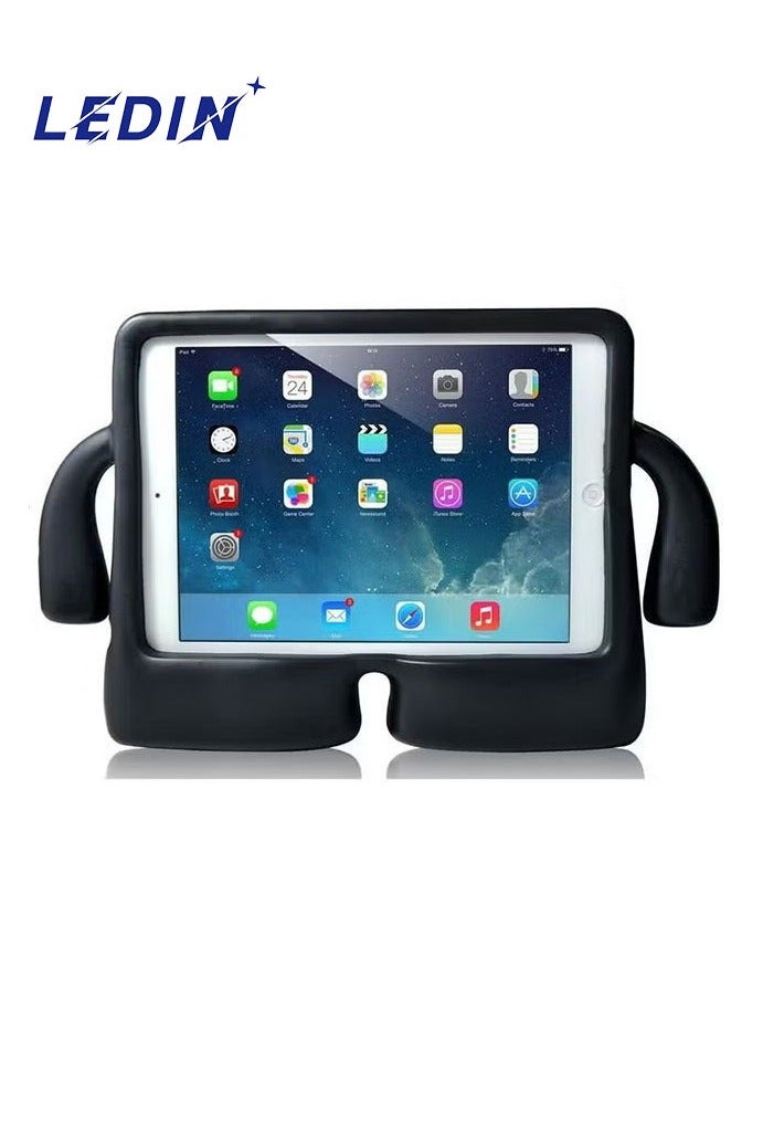 جراب EVA مقاوم للصدمات للأطفال مع مقبض وحامل لجهاز iPad Air 4/5 10.9 2020 2022 غطاء متين لامع (أسود)