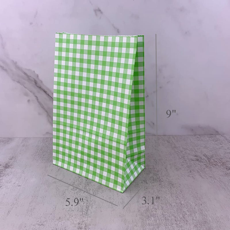 Suponey 25pcs Party Favor Bags Colorful Paper Bags Rainbow Treat Bags Checked Gift Bags Goodie Bags with Stickers for Birthday Party Baby Shower Holiday Celebration - Image 5
