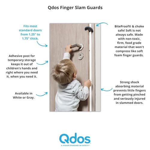 Qdos Safety Finger Slam Pinch Guard | Gray | Guaranteed NOT to compress or fall off like other products - Protect Fingers from Slamming Doors - Bite Proof & Choke Safe - Food Grade Material | 2 pack - Image 2