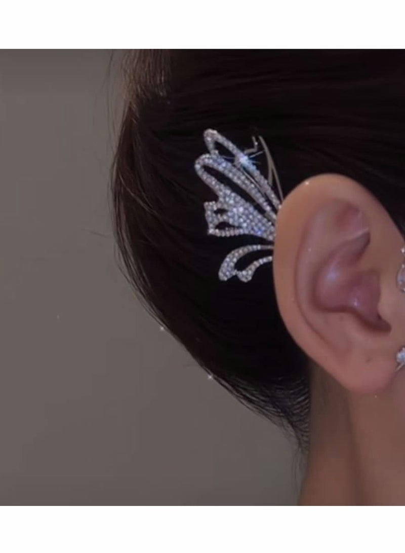 SOLARAE Butterfly Ear Cuff Earring Cubic Zirconia Butterfly Wing Ear Wrap Earring Ear Clip Non Pierced Earring Jewelry for Women Teen Girls (1 Pair) - Image 4