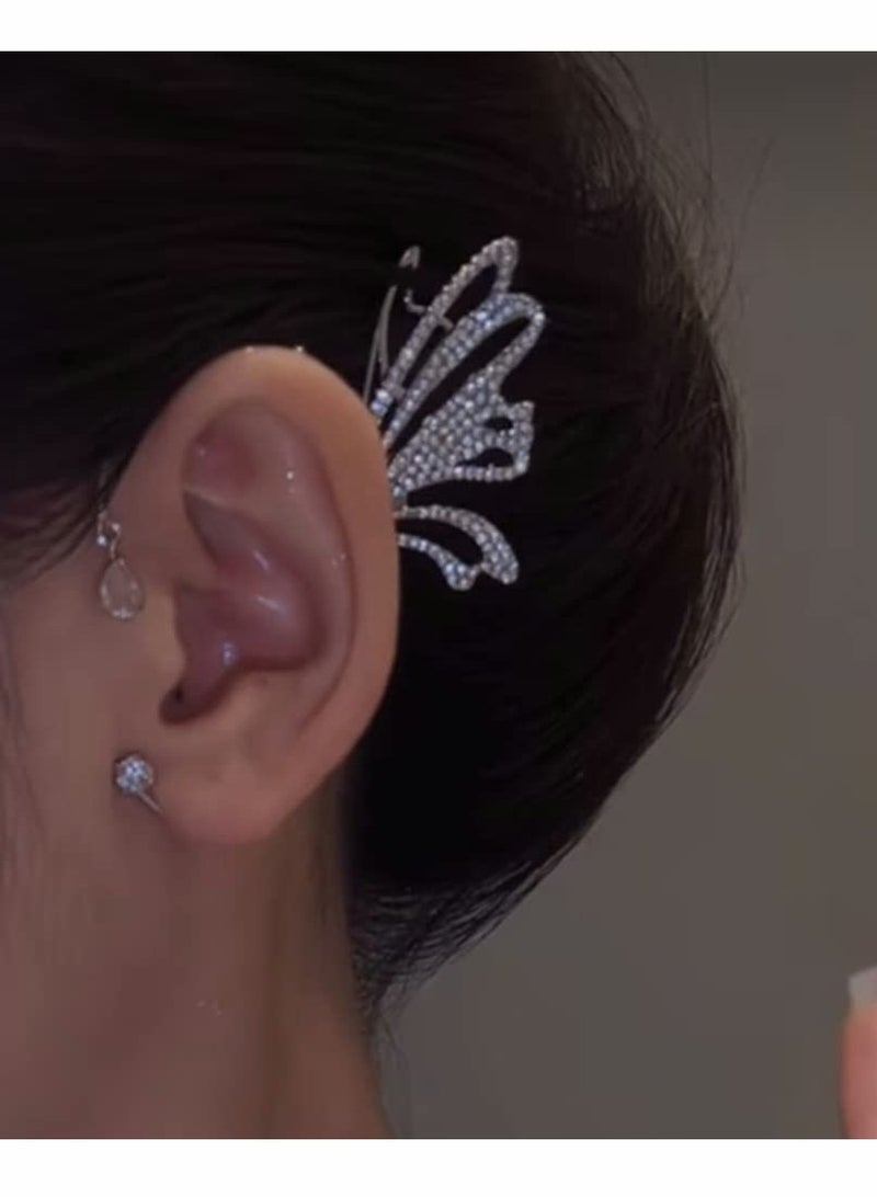 SOLARAE Butterfly Ear Cuff Earring Cubic Zirconia Butterfly Wing Ear Wrap Earring Ear Clip Non Pierced Earring Jewelry for Women Teen Girls (1 Pair) - Image 5