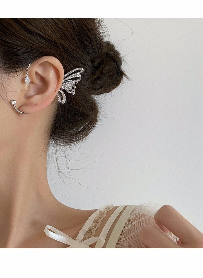 SOLARAE Butterfly Ear Cuff Earring Cubic Zirconia Butterfly Wing Ear Wrap Earring Ear Clip Non Pierced Earring Jewelry for Women Teen Girls (1 Pair) - Image 3