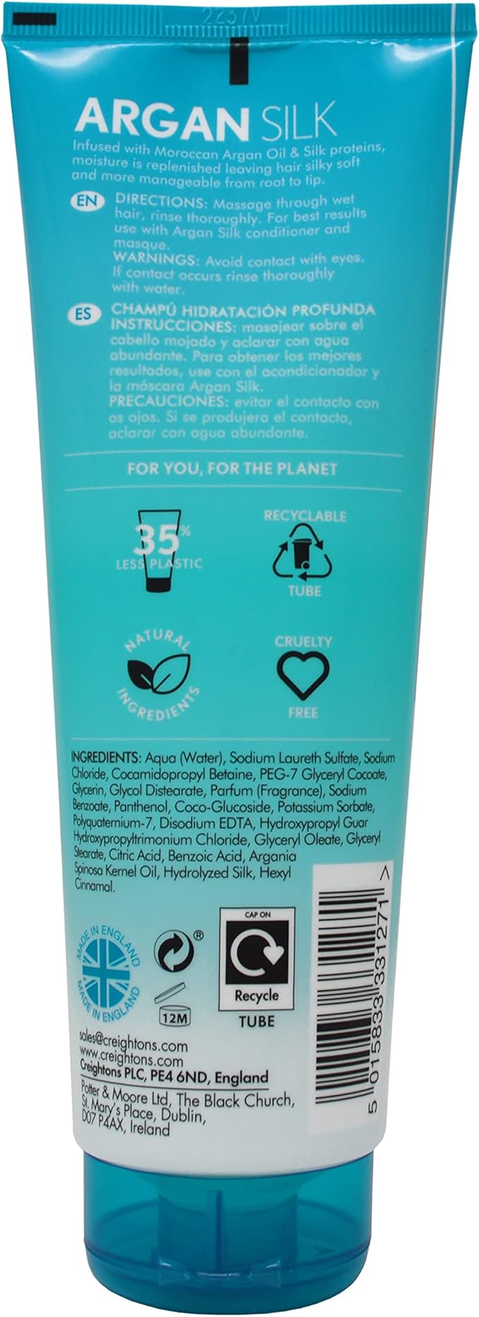 Creightons Argan Silk Moisture Rich Shampoo 250ml Professionally Formulated with Argan Oil from Morocco Replenishes Moisture for Strength Shine For All Hair Types - Image 2