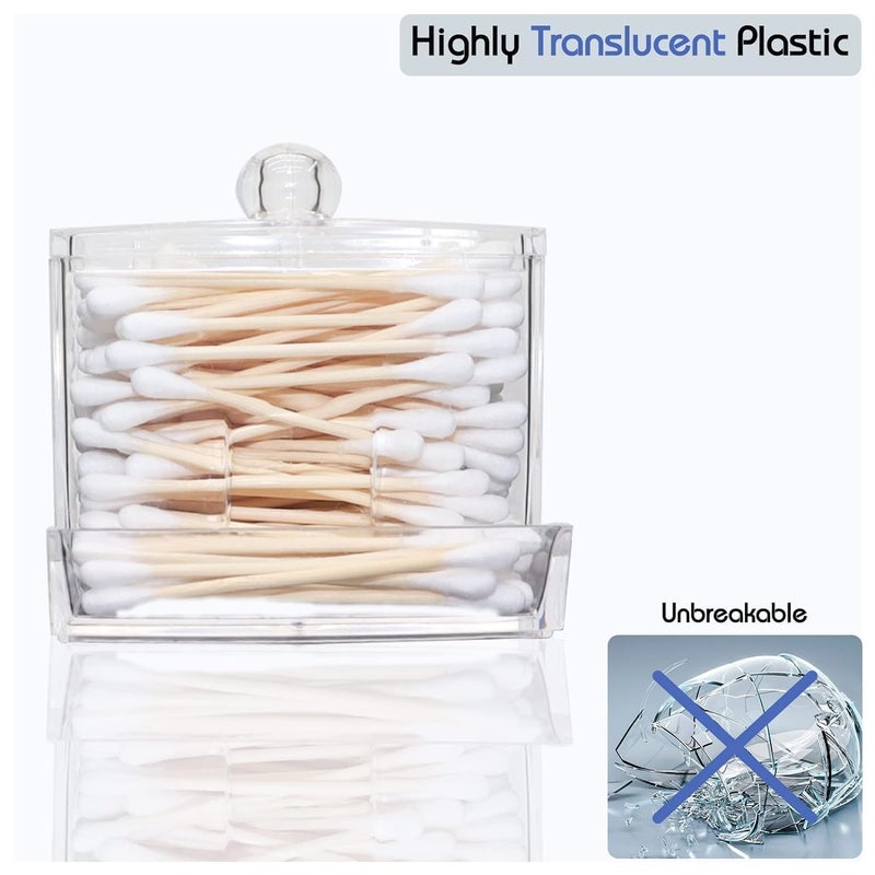 RUSEELA RUSEELA Cotton Swab Cotton Pads Holder Qtip Cotton Buds Ball Dispenser Square Bathroom Jar Clear Organizer for Storage Easy Take pack of 1  - Image 2