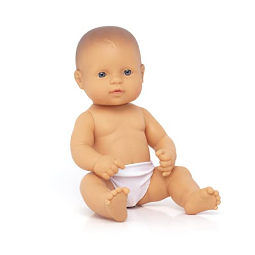 Miniland Doll 12 5/8'' Caucasian Boy (Polybag) - Realistic Baby Doll with Anatomically Correct Features for Inclusive Play. Reborn Baby Doll Scented with Vainilla. - Image 1