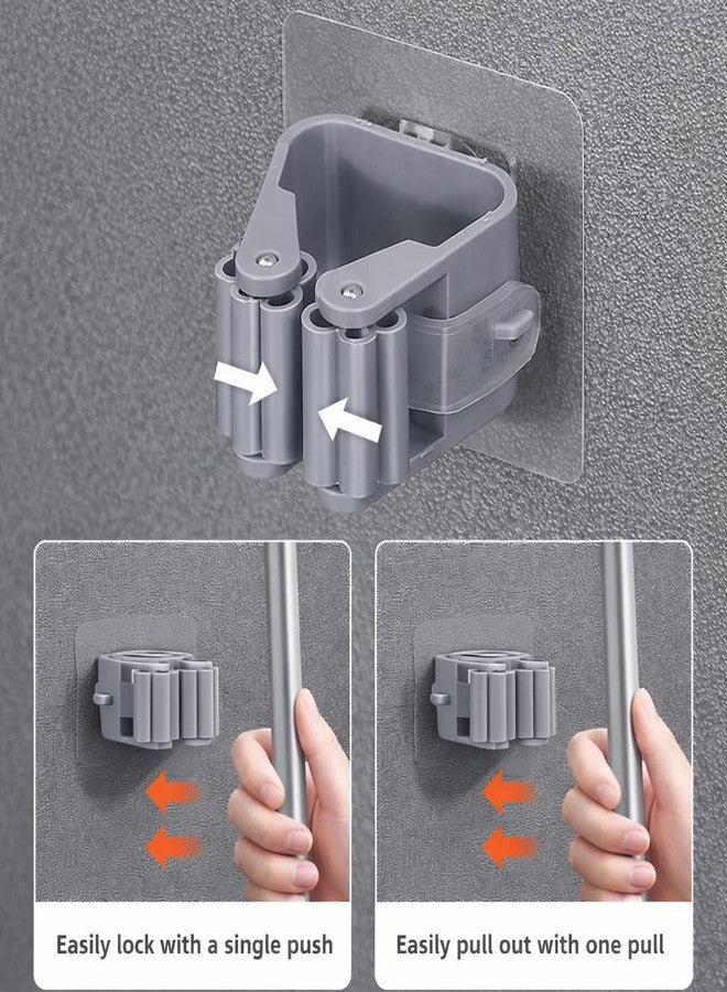 DecorTwist Broom Holder Wall Mount (Pack of 2) | Mop Holder with Hooks Heavy Duty | Self Adhesive No Drill Broom Stand for Kitchen Bathroom | Wall Organizer for Cleaning Tools (Style 1) - Image 3