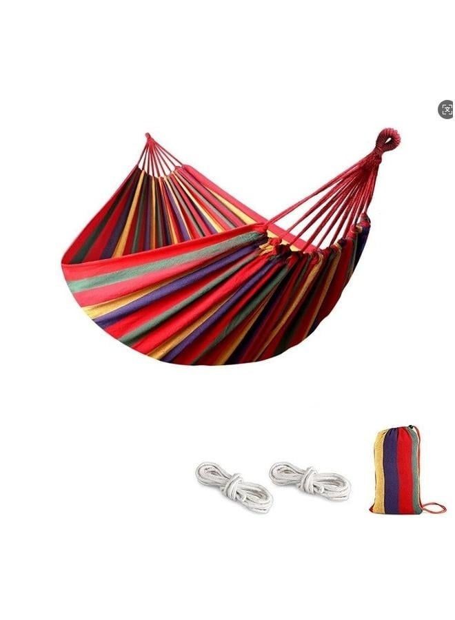 Generic Cotton Hammock Portable Camping Hammocks for Hanging Sturdy Garden Comfortable Fabric Hammock with Tree with Travel Bag for Camping Outdoor/Indoor Patio Backyard-200*150cm  - Image 1