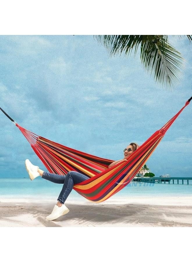 Generic Cotton Hammock Portable Camping Hammocks for Hanging Sturdy Garden Comfortable Fabric Hammock with Tree with Travel Bag for Camping Outdoor/Indoor Patio Backyard-200*150cm  - Image 5