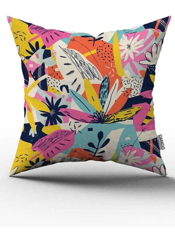 Cango Home Double Sided Cream Multicolored Tropical Flower Patterned Digital Printed Throw Pillow Cover CGH1105
