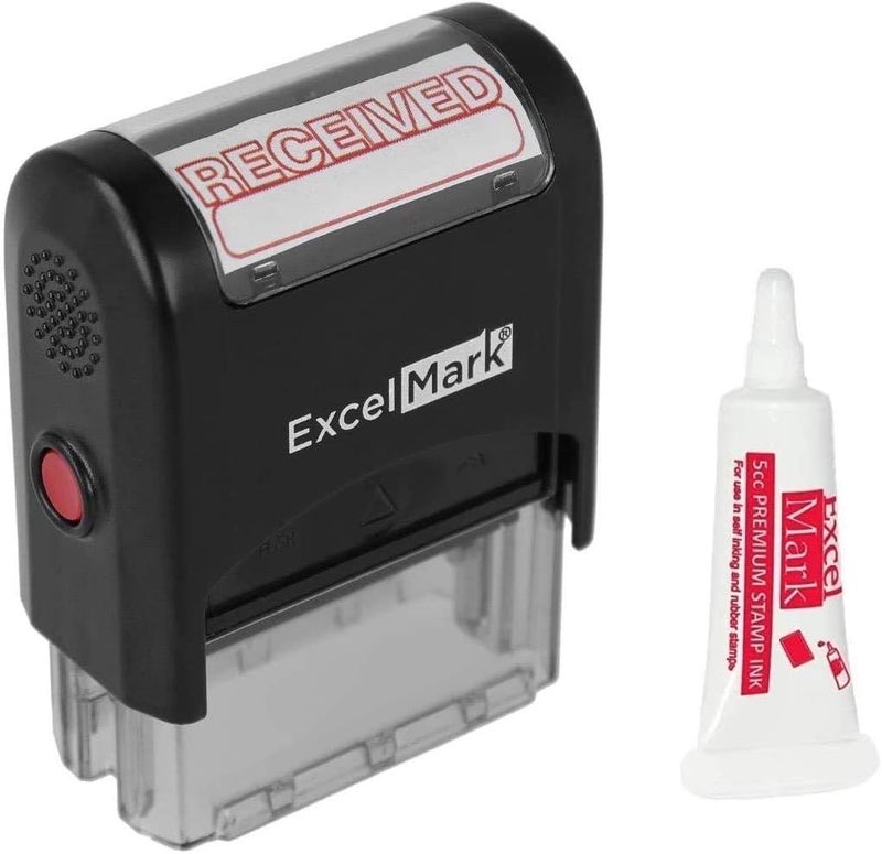 ExcelMark Received Self Inking Rubber Stamp (Stamp Plus 5cc Refill Ink) - Image 1