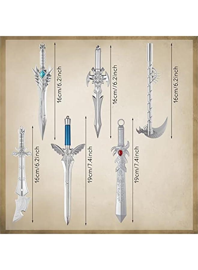 Arabest Novelty 12-Pack Set of Ancient Sword Pens - Dragon Design Gel Ink Cool Plastic Pens for Birthday Parties, Boys' Gifts, and School Writing in Silver with Assorted Styles  - Image 2