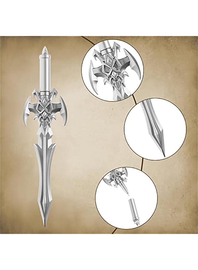 Arabest Novelty 12-Pack Set of Ancient Sword Pens - Dragon Design Gel Ink Cool Plastic Pens for Birthday Parties, Boys' Gifts, and School Writing in Silver with Assorted Styles  - Image 3