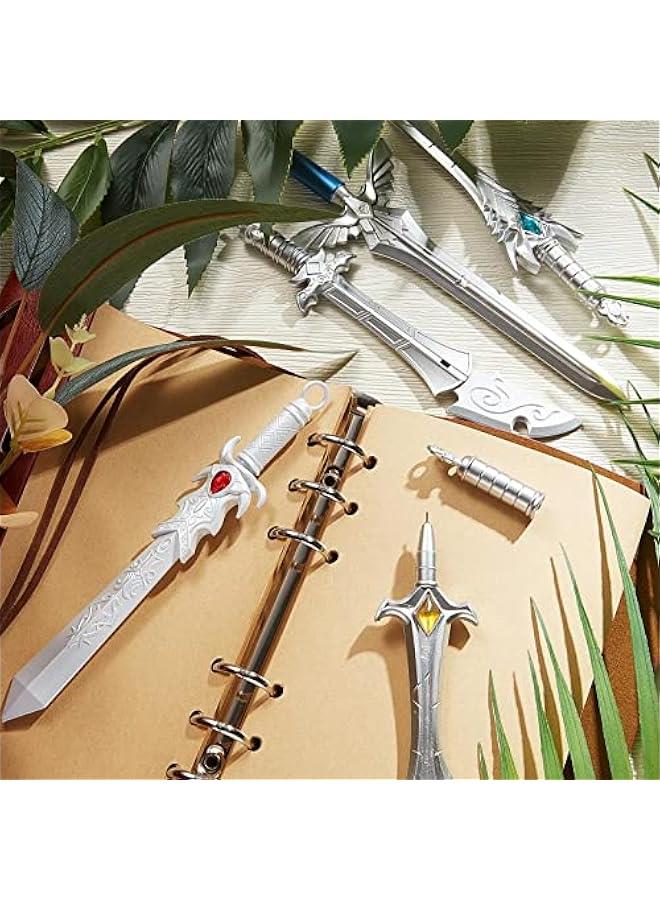 Arabest Novelty 12-Pack Set of Ancient Sword Pens - Dragon Design Gel Ink Cool Plastic Pens for Birthday Parties, Boys' Gifts, and School Writing in Silver with Assorted Styles  - Image 5