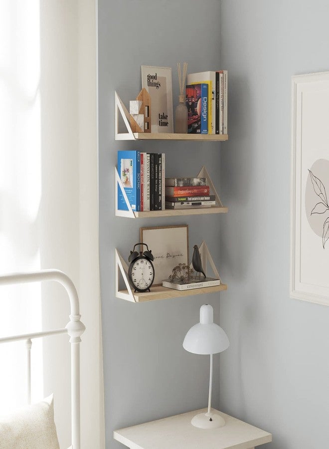 والنيتشر أرفف عائمة من Wallniture Minori للتخزين على الحائط، مجموعة أرفف كتب عائمة مكونة من 3 قطع، منظم للحمام والمطبخ، أرفف حائط من الخشب الطبيعي مع دعامات بيضاء - Image 4