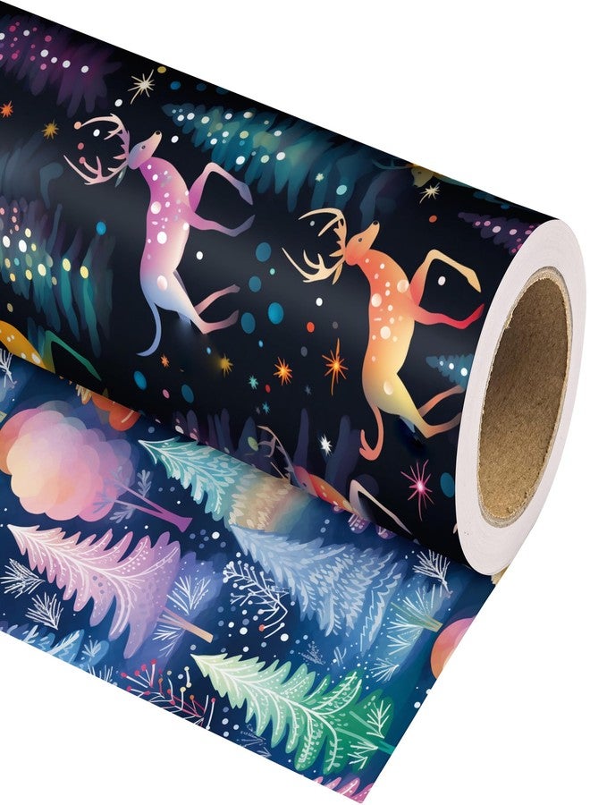 Vnaaem Chrismas Wrapping Paper Roll for Boys Kids Girls - Cute Rainbow Xmas Gift Wrap with Reindeer Trees Design for Holiday Winter Birthday DIY Craft Party(Total 28.5sq.ft - Image 2