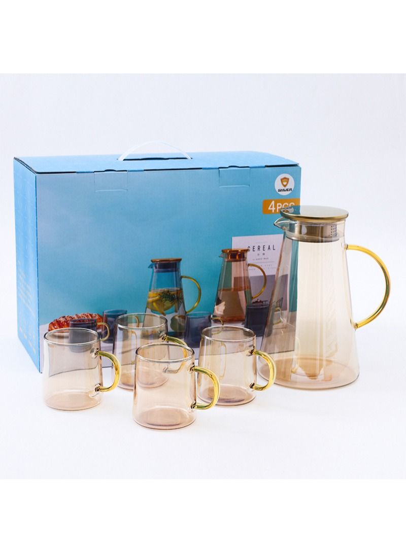 Shuer Light Luxury Glass Kettle And Cup Set Household Nordic With One Jug And Four Glasses - Image 3