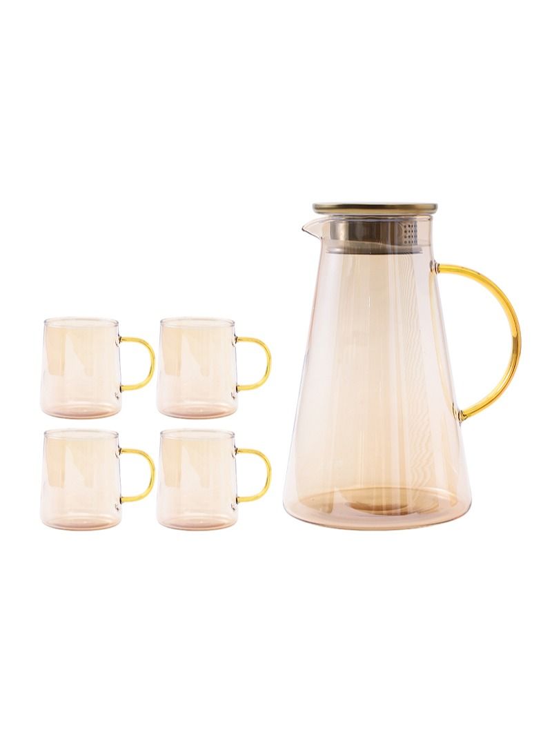 Shuer Light Luxury Glass Kettle And Cup Set Household Nordic With One Jug And Four Glasses - Image 1