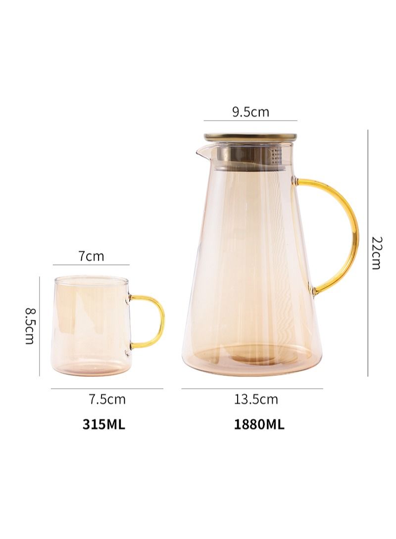 Shuer Light Luxury Glass Kettle And Cup Set Household Nordic With One Jug And Four Glasses - Image 2