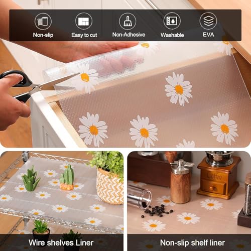 SKYTONE Kitchen Shelf Liner Anti Slip Mat EVA Food Grade Multipurpose Washable Sheet for Fridge, Shelf Liner, Table, Kitchen Drawer Mat (White Flower, 45 X 300 CM) - Image 4