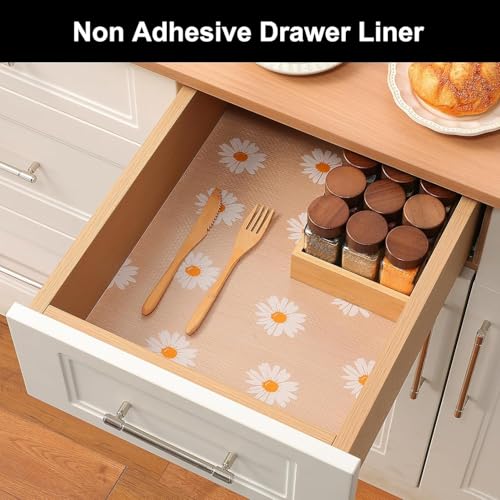 SKYTONE Kitchen Shelf Liner Anti Slip Mat EVA Food Grade Multipurpose Washable Sheet for Fridge, Shelf Liner, Table, Kitchen Drawer Mat (White Flower, 45 X 300 CM) - Image 5