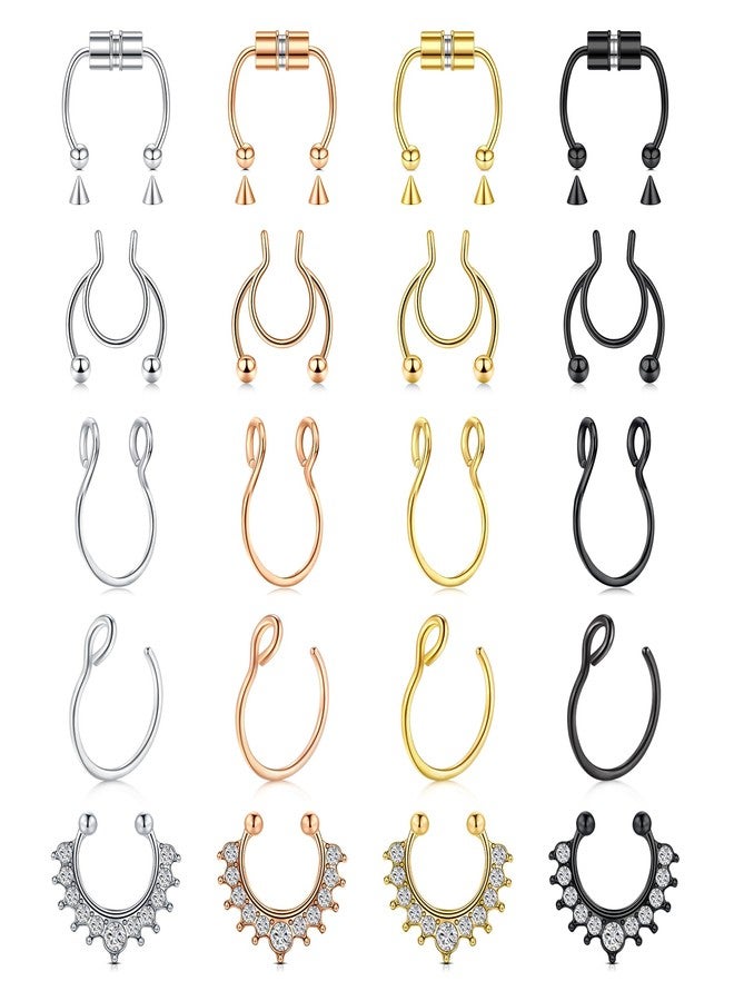 D.Bella Fake Nose Ring Fake Septum Fake Nose Ring Faux Nose Rings for Women Fake Nose Piercing Fake Nose Ring Hoop Clip On Nose Ring non Piercing Fake Septum Piercing Fake Septum Ring - Image 1