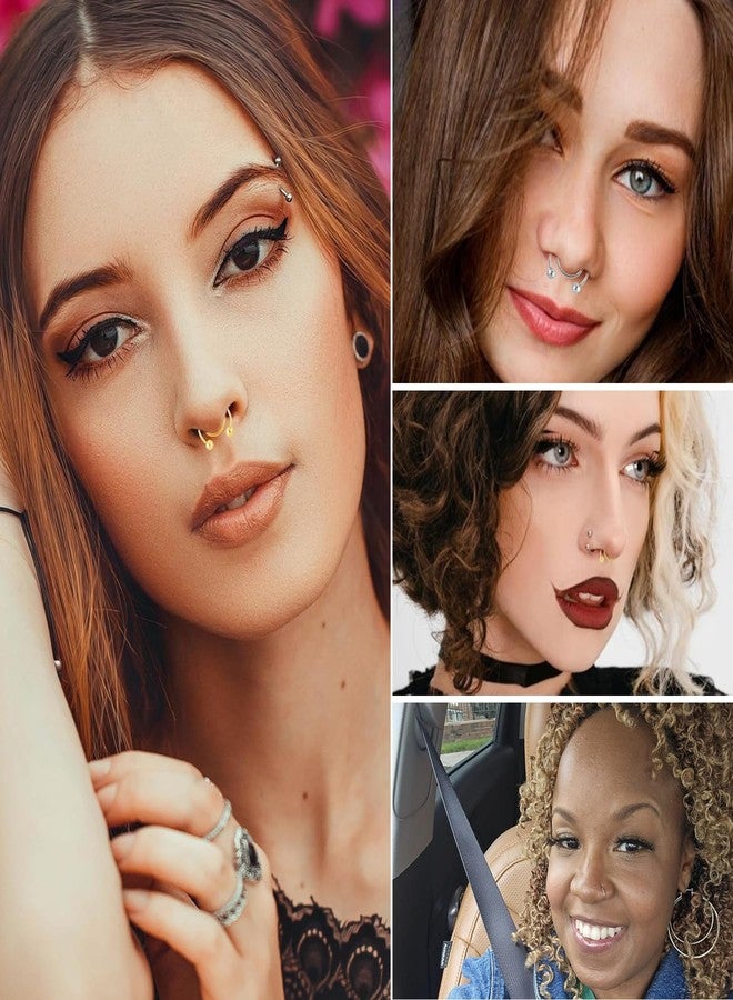 D.Bella Fake Nose Ring Fake Septum Fake Nose Ring Faux Nose Rings for Women Fake Nose Piercing Fake Nose Ring Hoop Clip On Nose Ring non Piercing Fake Septum Piercing Fake Septum Ring - Image 3