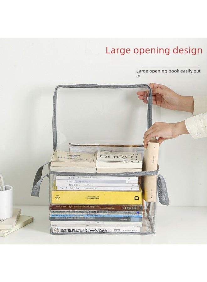 Student Book Storage Bag Transparent Dustproof Waterproof Storage Box Foldable Portable Book School Supplies Storage Box - Image 4