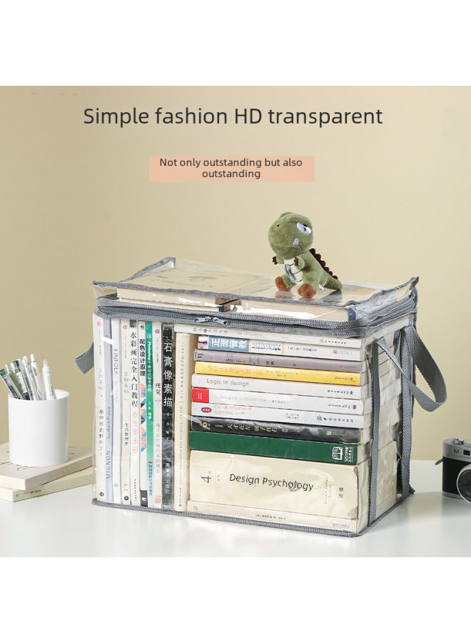 Student Book Storage Bag Transparent Dustproof Waterproof Storage Box Foldable Portable Book School Supplies Storage Box - Image 3