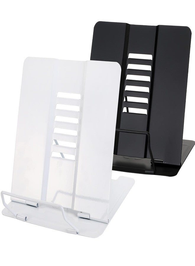 Dicunoy Set of 2 Book Stand, Adjustable Metal Book Holder, Portable Reading Rest Bookstand for Cookbook Documents Textbook Sturdy Desk, Music Tablet Recipe iPad, Magazine Menu Stands - Image 1