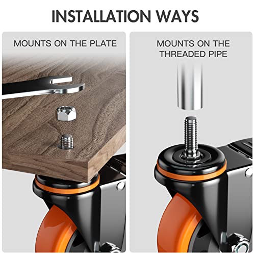 YUPEZOP Stem Caster Wheels 3 Inch Heavy Duty Threaded Stem Casters UNC 3/8"-16 x 1 Swivel Casters Set of 4 with Safety Dual Locking Wheel for Furniture and Cart - Image 4