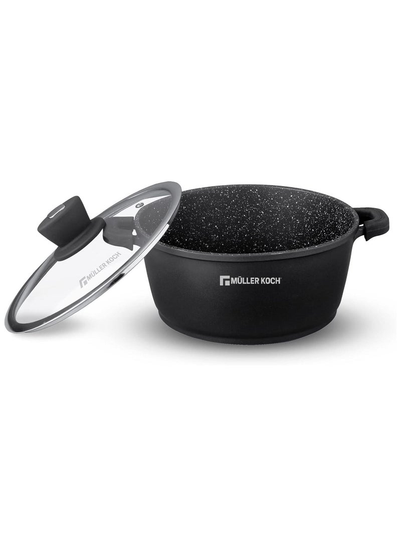MULLER KOCH Casserole 36cm 13.4L with Glass Lid, Die-Cast Aluminum, German Non-Stick Marble Coating, PFOA-Free, Suitable for Multiple Stoves - Image 1