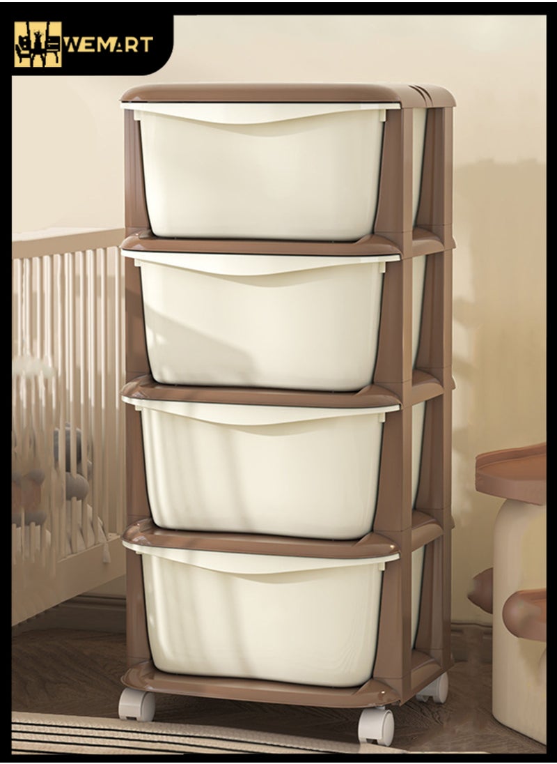 WEMART Drawer Tower, 4-Tier Clear Plastic Storage Organizer Cart, Heavy-Duty Organizing Drawers for Home, Bedroom, and Closet Organization  - Image 1