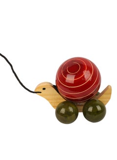 OLYNO Handcrafted Non-Toxic Ivory Wooden Turtle Pulling Toy For Toddler Motor Skills Development With Smooth Rolling Wheels  - Image 1