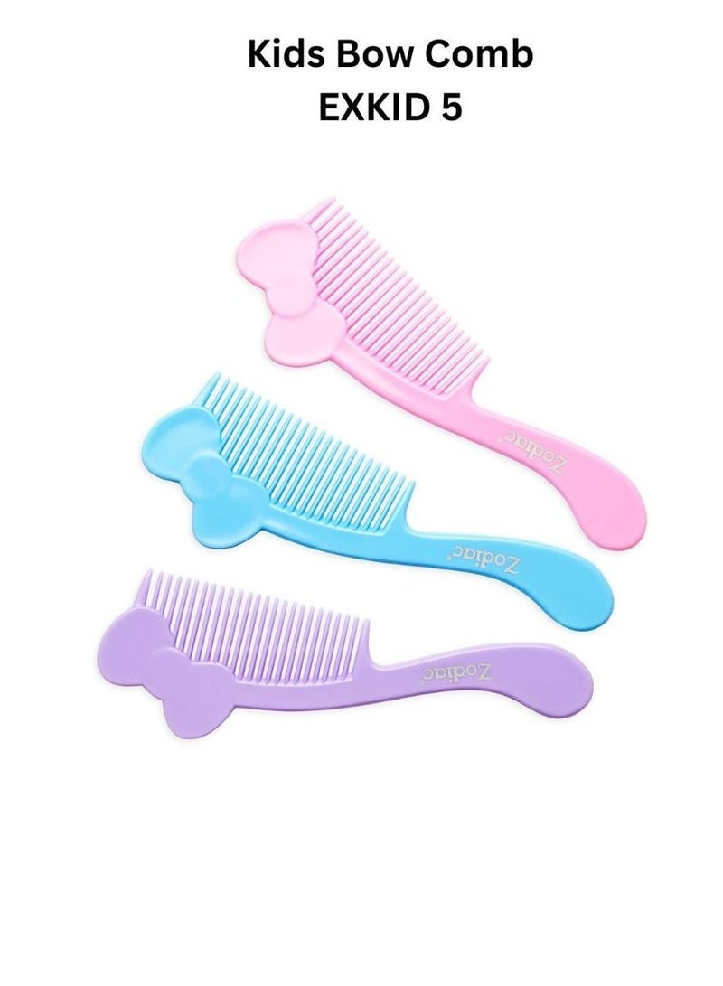 زودياك مشط شعر زودياك إكسكيد ٥ للأطفال بتصميم فيونكة - ناعم وآمن متعدد الألوان للأطفال الصغار | تصميم أنيق على شكل فيونكة للعناية اليومية بشعرهم