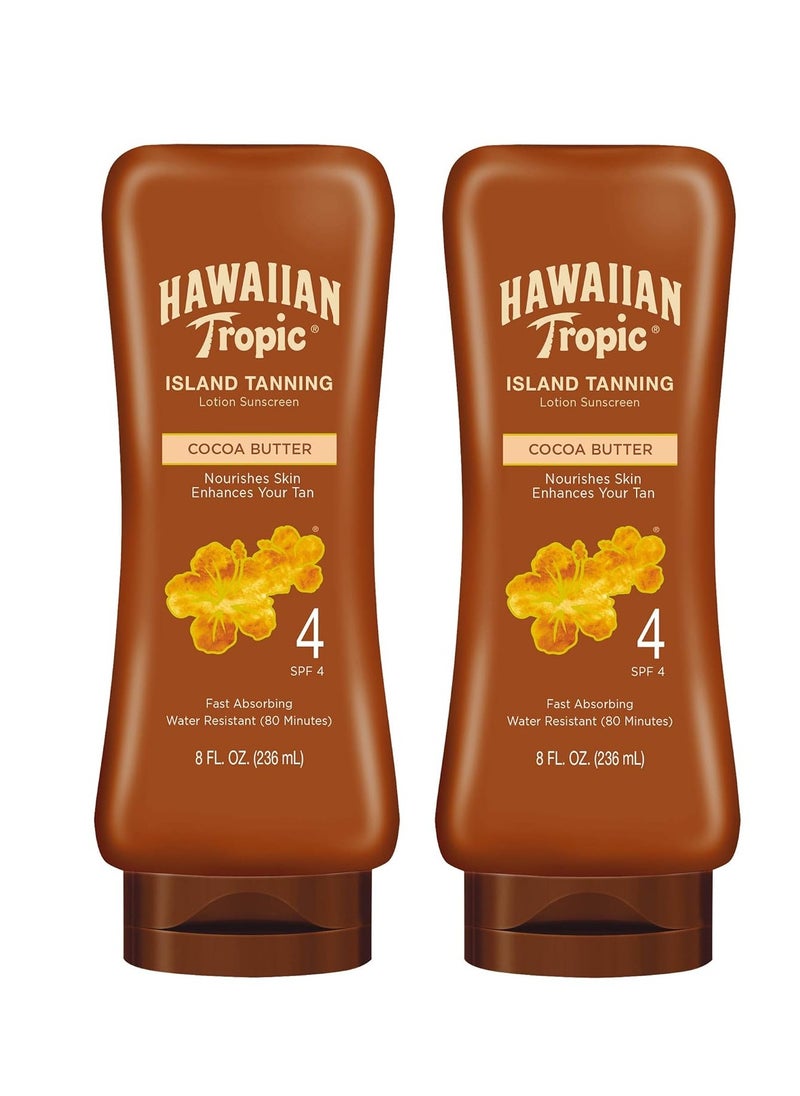 Hawaiian Tropic Hawaiian Tropic Island Tanning Lotion Sunscreen SPF 4, 8oz | Outdoor Tanning Lotion with SPF, SPF 4 Sunscreen, Oxybenzone Free Sunscreen, 8oz, Twin Pack  - Image 1