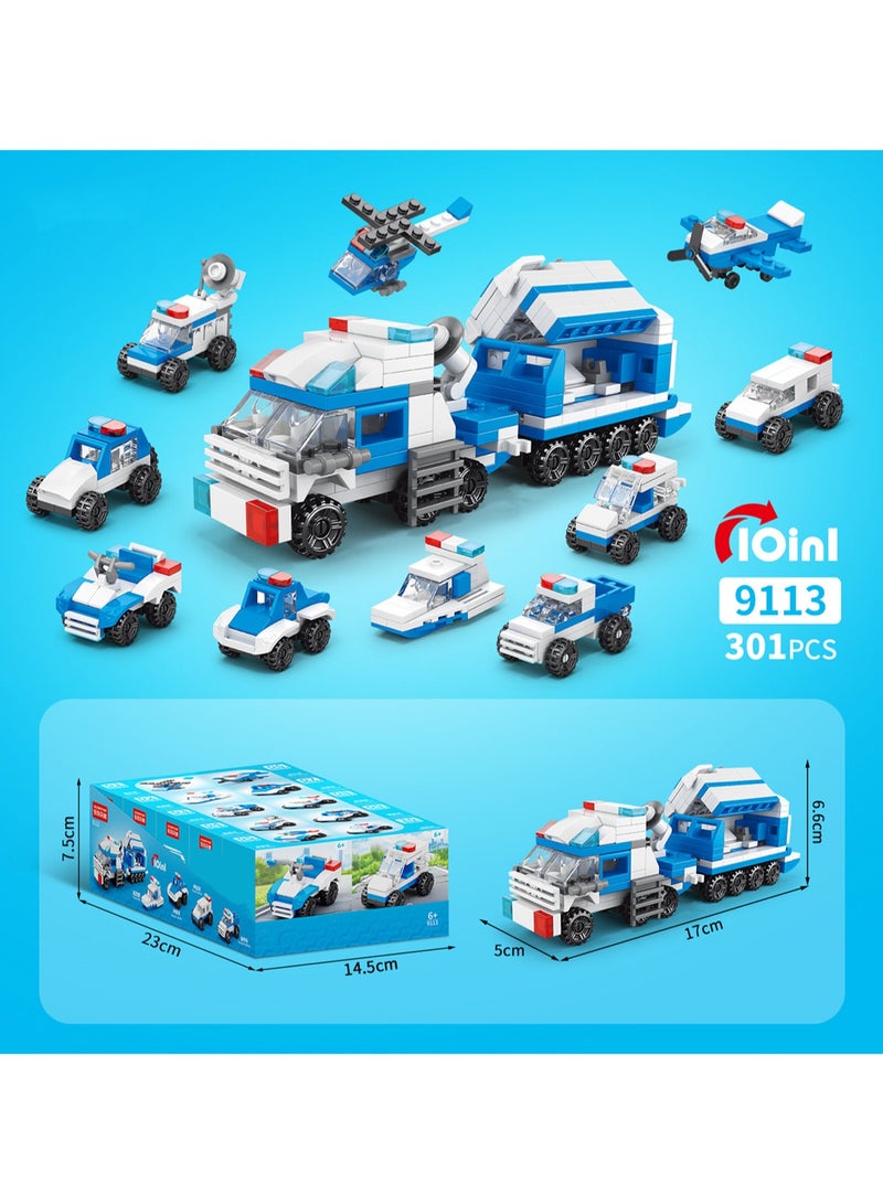 10 In 1 Assembled City Armed Police Car, Building Block Assembly Kit Game And Engineering Toy, Suitable For Children And Teenagers, Suitable For Gifts - Image 2