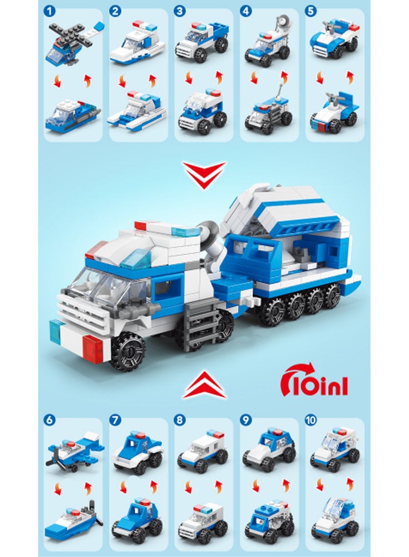 10 In 1 Assembled City Armed Police Car, Building Block Assembly Kit Game And Engineering Toy, Suitable For Children And Teenagers, Suitable For Gifts - Image 3
