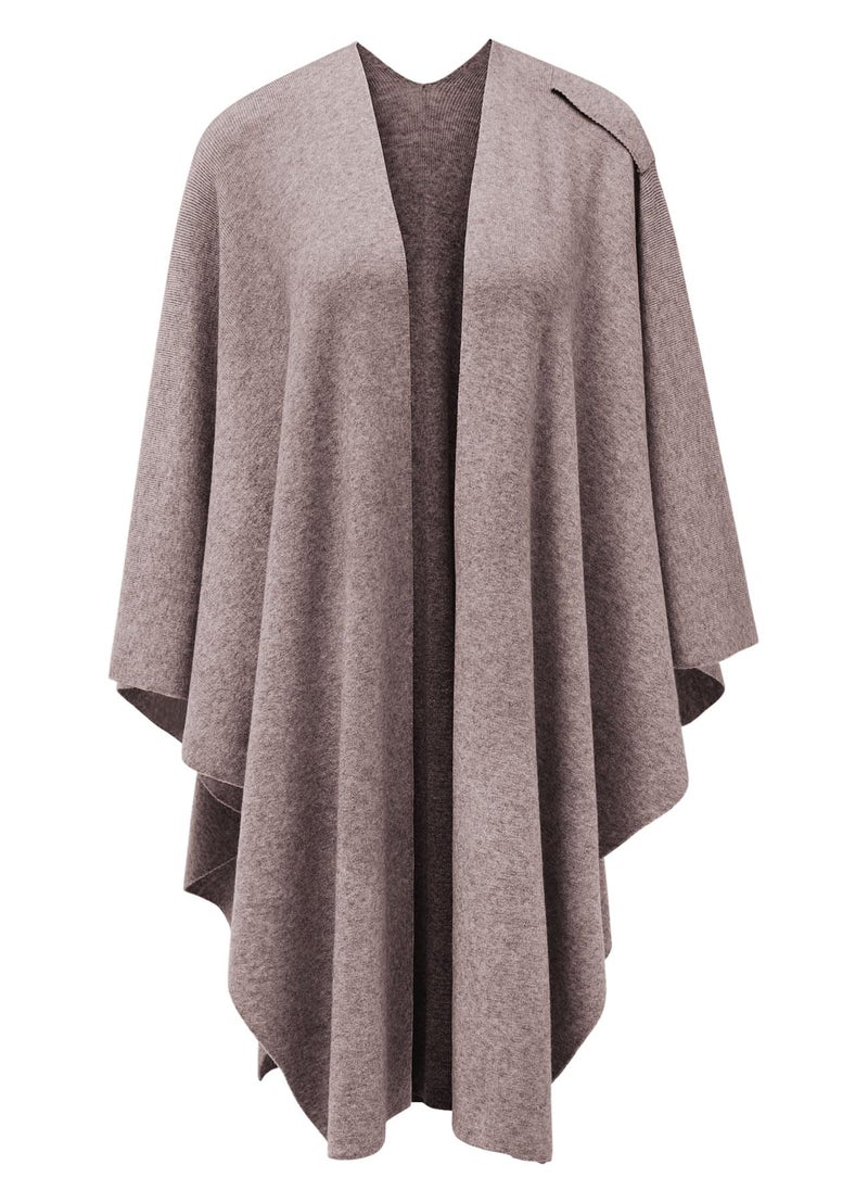 Puli بولي سترة بونشو نسائية كبيرة بواجهة متقاطعة، غلاف أنيق، شالات محبوكة، كيب لفصل الخريف والشتاء بلون الشوفان - Image 2