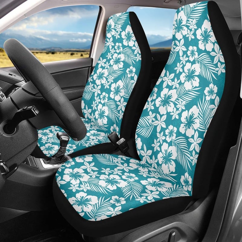 Pehede Car Seat Cover Hibiscus Flower Front for Cars, Easy to Install Cover Set, Accessories Auto Trucks Van SUV,2 Packs - Image 2