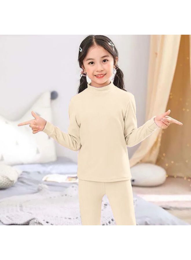 ملابس داخلية دافئة نصف عالية العنق للأولاد والبنات، مجموعة ملابس وسراويل خريفية من المخمل D للأطفال المتوسطين والكبار، ملابس داخلية وملابس أساسية للأطفال للخريف والشتاء - Image 2