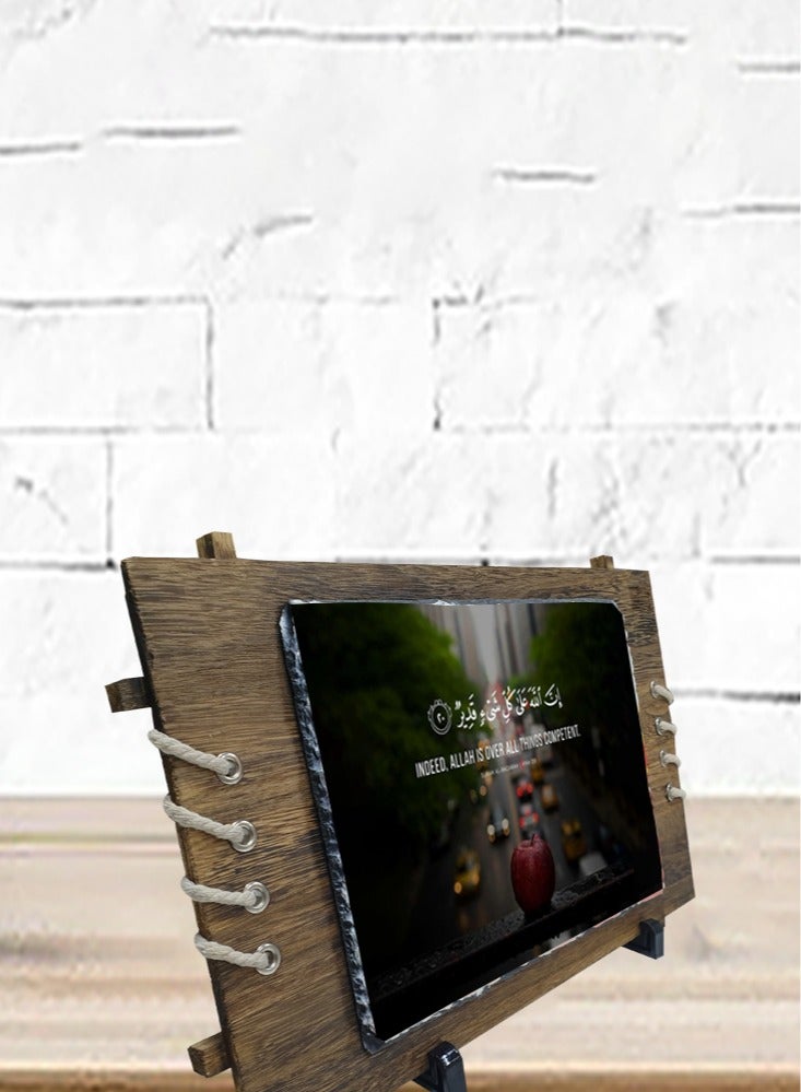 Service Zone Protective Printed White Rectangle Shape Marble Photo Frame for Table Top Quraan Aayat  - Image 3