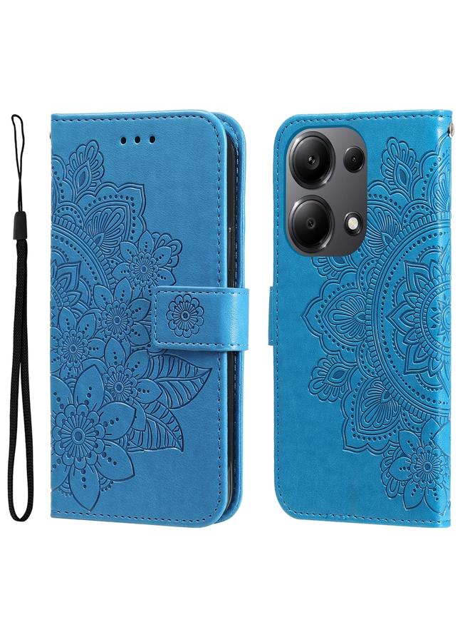The Bros Case For Xiaomi Redmi Note13 Pro 4G Global/Poco M6 Pro 4G 7-petal Flowers Embossing Leather Phone Case