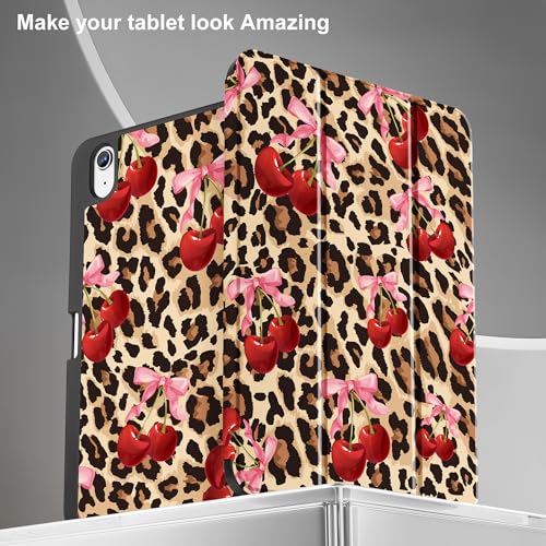 May Chen for iPad (A16) 11th Generation Case 11 Inch 2025, iPad 10th Gen Case 2022 10.9 inch, Trifold Stand with Auto Wake/Sleep Soft TPU Protective Stand Back Cover, Cherry & Cheetah - Image 4