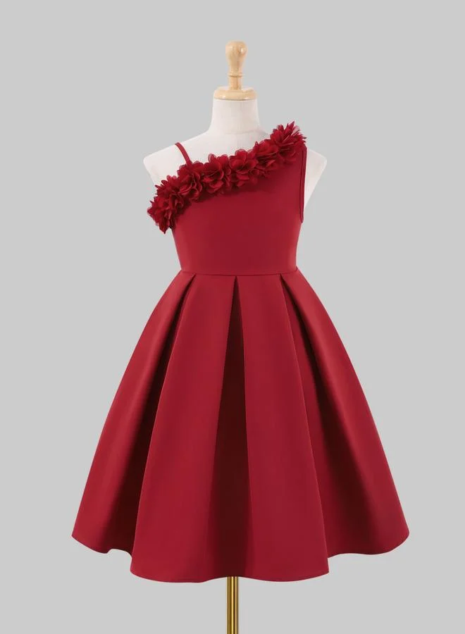 تايك تو فستان قصير بكتف واحد وكشكشة وتفاصيل زهور