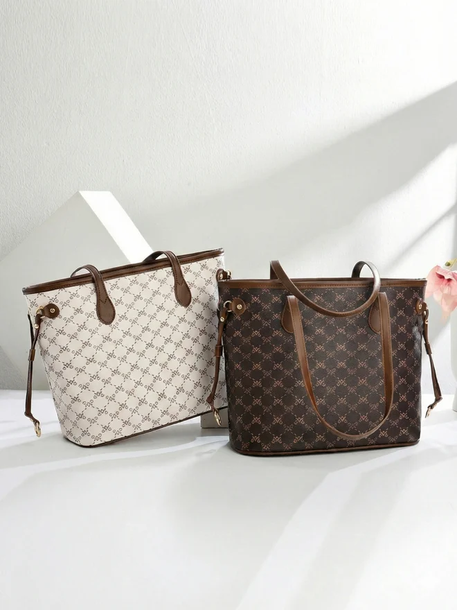 Take Two  Printed Dual Handle Handbag with Purse Set for Women | Best Price UAE