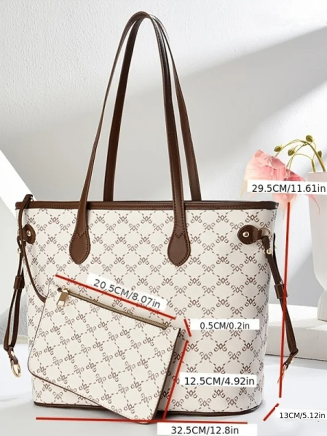 Take Two Printed Dual Handle Handbag with Purse Set
